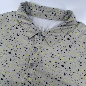 BYLT Premium Basics Shirt Mens Large Grey‎ Performance Polo Splatter Golf S/S